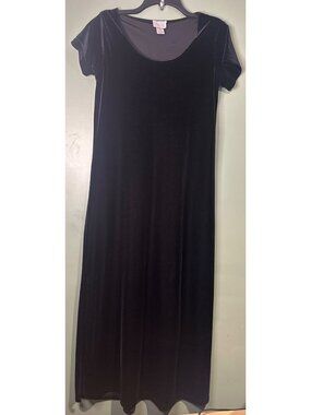 Cassini Black Velvet Maxi Dress Size M Side Slits Witchy Whimsigoth Dark Fairy